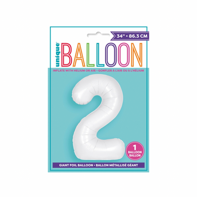Elegant white number 2 balloon for party backdrop
