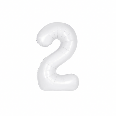 Large white numeral two balloon with matte finish