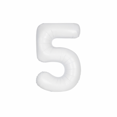 Clean white number 5 balloon for party backdrop