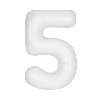 34" Balloon Number 5 White