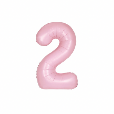 Soft pink matte number 2 balloon for celebration display
