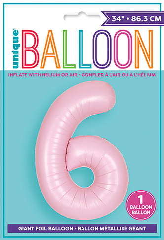 34" Balloon Number 6 Pink