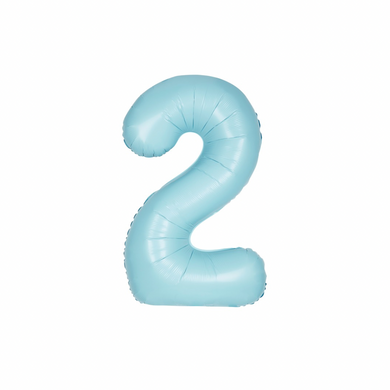 Matte pastel blue number 2 foil balloon for birthday party