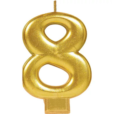 Birthday Candle Metallic Numeral ''8'' Gold