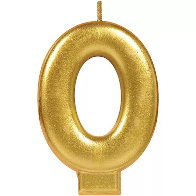 Birthday Candle Metallic Numeral ''0'' Gold