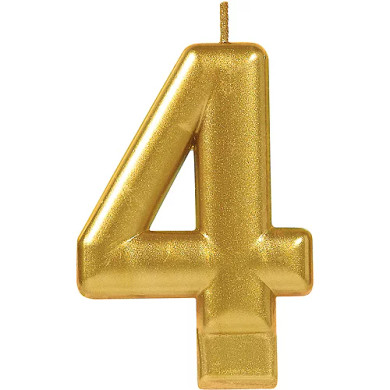 Birthday Candle Metallic Numeral ''4'' Gold