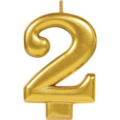 Birthday Candle Metallic Numeral ''2'' Gold