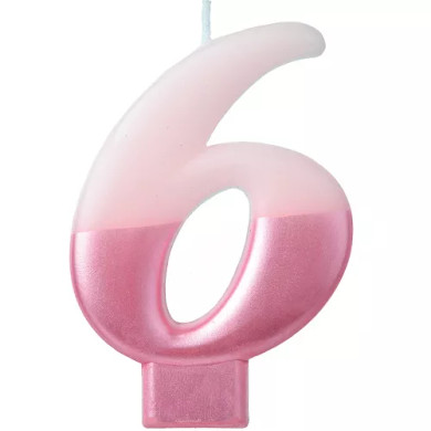 Birthday Candle Numeral ''6'' Pink