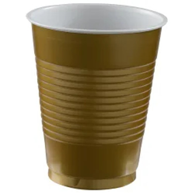 Plastic Cups Gold Sparkle 50Pcs-18oz.(533mL)