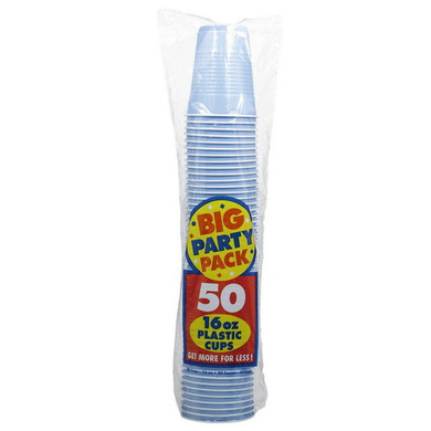 Plastic Cups Pastel Blue 50Pcs-16oz.(473mL)