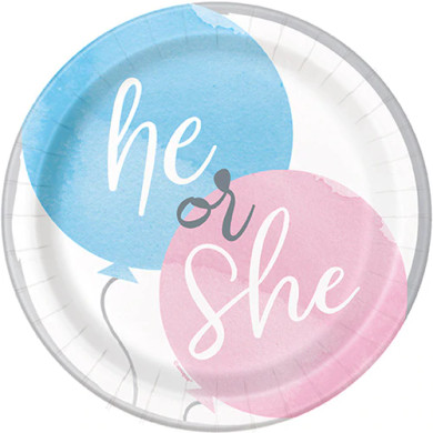 Gender Reveal Party Paper Plates 8ct. (6 3/4 in. /17.1 cm )