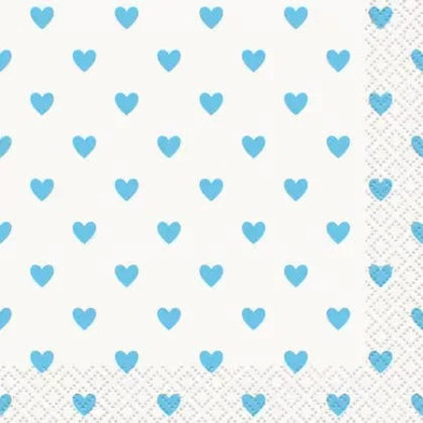 Blue Hearts Baby Shower Beverage Napkins (16ct.)