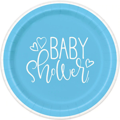 Blue Hearts Baby Shower Dinner Paper Plates 8ct. (9 in.)