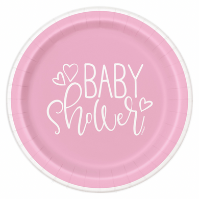 Pink Hearts Baby Shower Paper Plates – 8 5/8 in, 8 ct