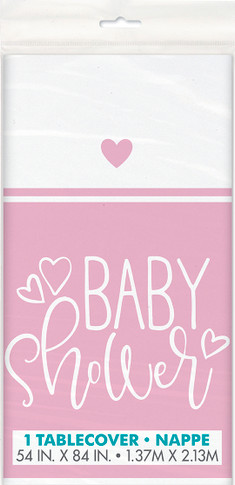 Pink Hearts Baby Shower Rectangular Plastic Table Cover 54"x84"