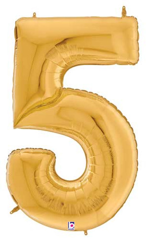 Gigaloon Gold Number 5 Balloon 64'' (163cm)