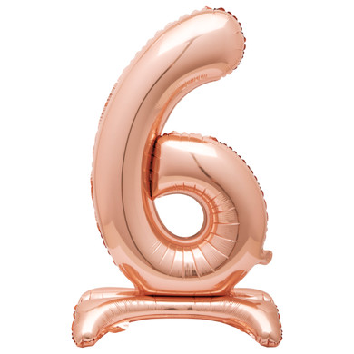 Rose Gold Self-Standing 30" Number 6 Balloon