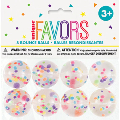 Unique Party Favors Confetti Filled Bounce Ball 8pc