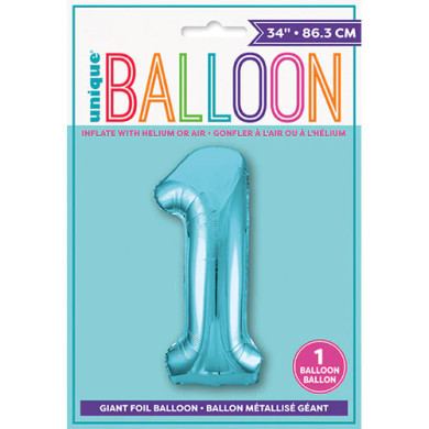 Giant Balloon Numeral number 1 Powder Blue