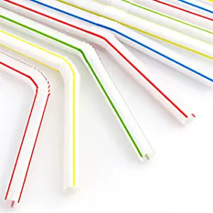 Flexible Striped Plastic Straws 50ct