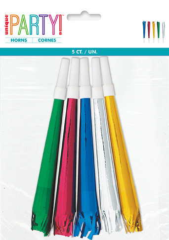 Foil Party Horns 5ct