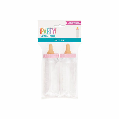 5 inch plastic pink baby bottle favors 2ct