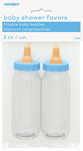 Blue Fillable Baby Bottle Favor 5" 2ct