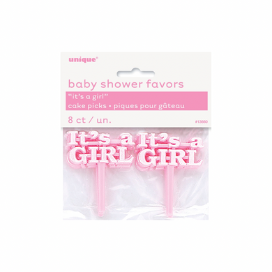 It’s a Girl pink cake picks 8ct