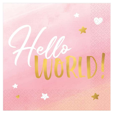 hello world girl large paper napkins 16-count