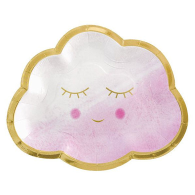 Metallic Gold & Pink Happy Cloud Plates 8ct