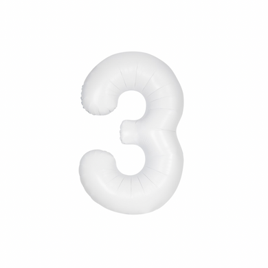 Simple white number 3 balloon for celebration display