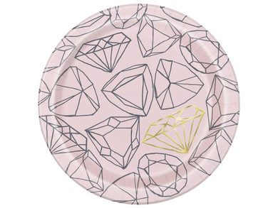 Pink Diamonds Bachelorette Party Plates 7''