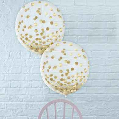 Latex Balloons Confetti Gold 24 inch (2ct)