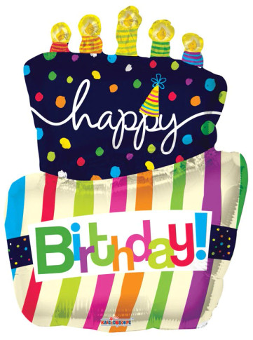 Happy Birthday Funky Cake Shape Mylar Balloon 36''