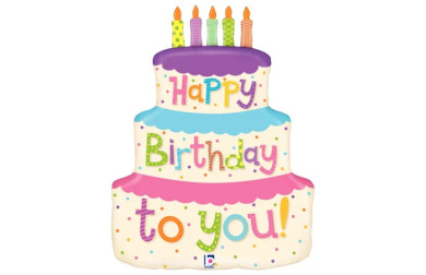Foil Shape Balloon Girly Happy Birthday Cake 27''