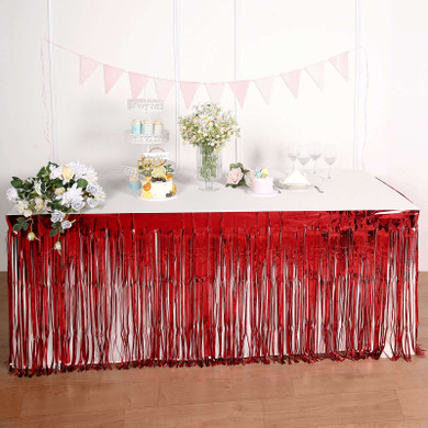 Metallic Foil Fringe Table Skirt (30'' X 118'') RD