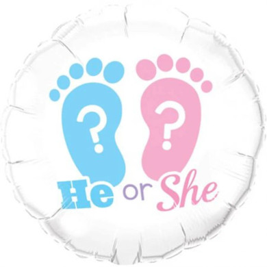 He or She ? Footprints Foil Balloon 18''