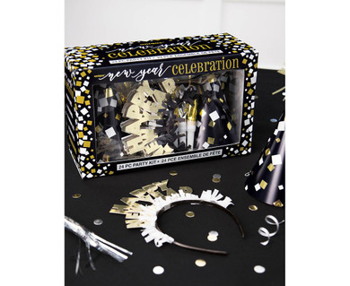 Gold/Silver/Black New Year Party Kit (24 Pc)