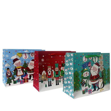 Christmas Santa and Snowman on Turquoise, 4 Nutcrackers with House on Red, Santa and Mrs Claus on Light Blue