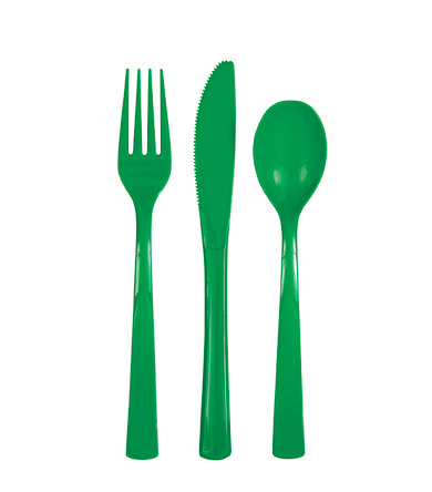 Plastic Cutlery  Emerald Green 18 ct 6 of Each