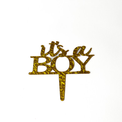 It's a Boy Cake Topper - Gold Baby Shower Cake Decoration