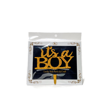 It's a Boy Cake Topper - Gold Baby Shower Cake Decoration
