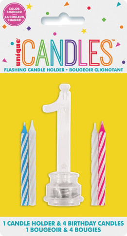 L.E.D Flashing Multicolor Candle Holder Number 1 Cake Topper