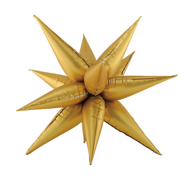 Gold 40-inch metallic starburst balloon decoration for parties and events.