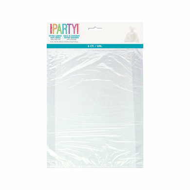 Extra large clear plastic gift bags 6 count (8 in)