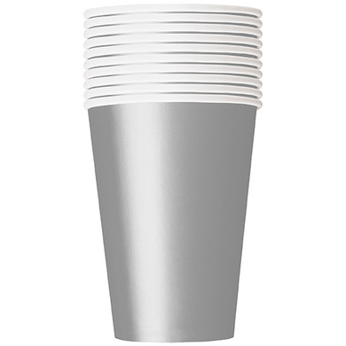 Silver paper party cups 10 count 12 oz disposable drink cups