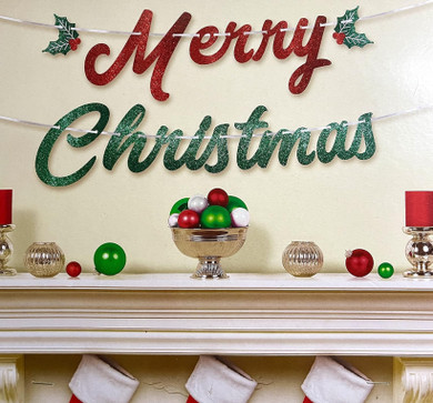 12ft red and green “Merry Christmas” banner for holiday décor