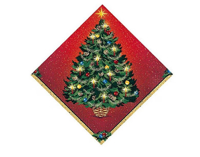 Paper napkins with warm Christmas tree design for holiday parties