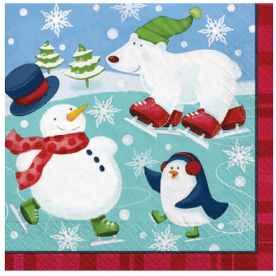 Paper napkins with colorful Holiday Fun design for Christmas parties