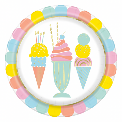 Pastel ice cream themed paper party plate